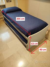 Letto singolo con secondo letto estraibile