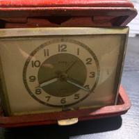 OROLOGIO SVEGLIA DA VIAGGIO IN PELLE rossa