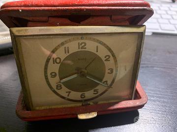 OROLOGIO SVEGLIA DA VIAGGIO IN PELLE rossa