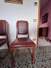 6 sedie in legno con seduta e schienale imbottiti