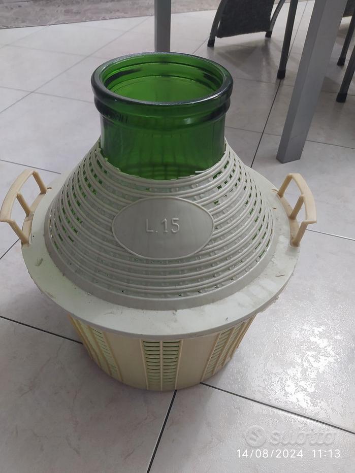 Damigiana In Vetro 10 Litri - Bocca Larga, Con Tappo E Cesto In Plastica, Per Conserve E Sottoli - Foto 4