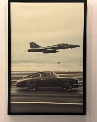 Stampa su tela con cornice legno  Porsche