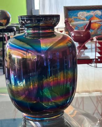 Vaso iridescente  in vetro di Murano di Sergio