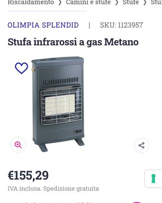 stufa infrarossi a  gas metano 