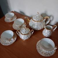 Servizio da Tè in Porcellana Bianca Oro Art Déco 