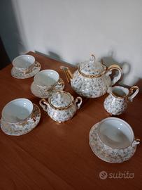 Servizio da Tè in Porcellana Bianca Oro Art Déco 