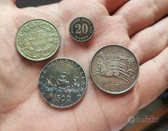 Lotto 4 monete argento 