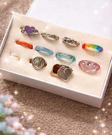 Set 10 Anelli Vari Stili – Y2K, Resina, Simboli