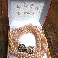 Torchon perle rosa gancetto in argento 925 collana