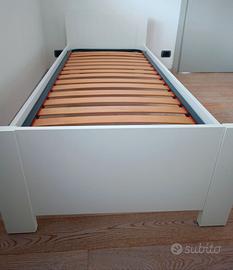 Letto singolo bianco con doghe in legno (85x200)