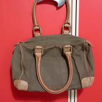 borsa timberland in cotone oliva e pelle vera 