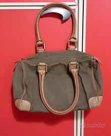borsa timberland in cotone oliva e pelle vera 