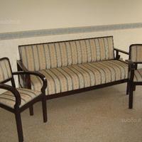 Divano e poltrone mogano tessuto fasciato francese