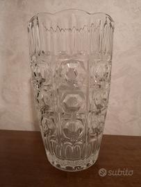 Vaso in vetro pressato art decò altezza 22 cm