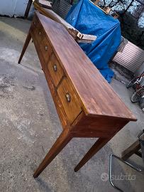 consolle con piano in olmo e faggio anni 1930/40 