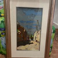 Olio Su Tela Firmato 39x57 Vicolo Siciliano