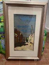 Olio Su Tela Firmato 39x57 Vicolo Siciliano