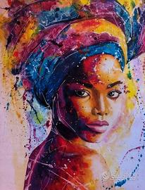 Quadro donna  etnico su tela