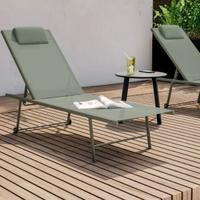 Lettino prendisole verde in acciaio e textilene