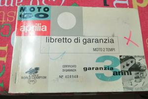 Libretto Garanzia Aprilia Originale 2 Tempi Anni 9