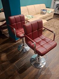 coppia sgabelli pelle  colore rosso 