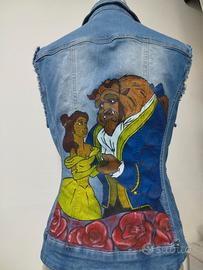gilet jeans donna dipinto 