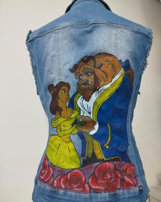 gilet jeans donna dipinto 