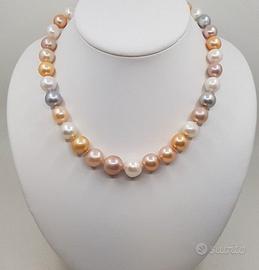 Collana di perle e chiusura ag925 a forma di perla