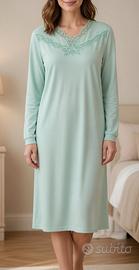 Camicia da notte in misto cotone maniche lunghe 