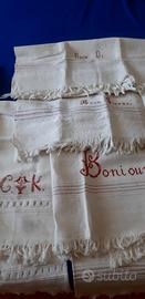 antiche asciugamani ricamate in lino e fiandra