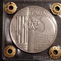 argento, Vittorio Emanuele 3 elmetto 1928 