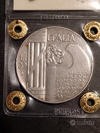 argento, Vittorio Emanuele 3 elmetto 1928 