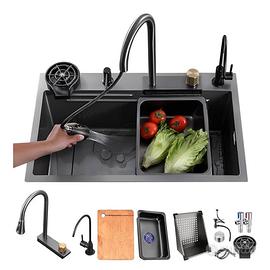 Lavandino Cucina Acciaio Nero completo di optional