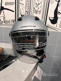 CASCO DIEFFE ARGENTO OPACO CON VISIERA LUNGA