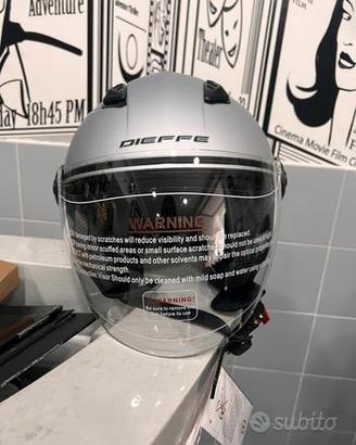 CASCO DIEFFE ARGENTO OPACO CON VISIERA LUNGA