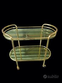 Carrello da bar vintage in ottone