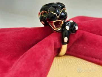 Anello pantera in argento 925 placcato oro 18 Kt