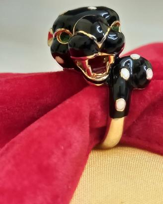 Anello pantera in argento 925 placcato oro 18 Kt