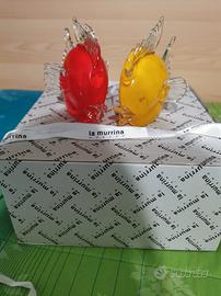 Coppia di pesci in vetro di murano 