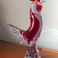 Gallo in vetro di murano rosso