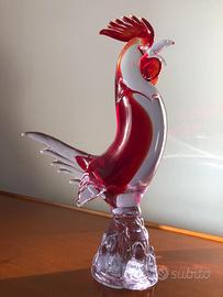 Gallo in vetro di murano rosso