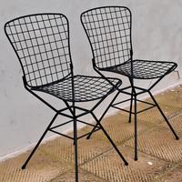 Anni'70 - Set 2 Sedie In Metallo Nero