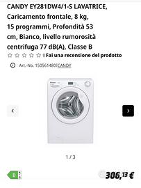 Lavatrice Candy 8 kg in garanzia