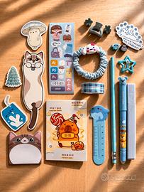Kit Kawaii azzurro Cute Cartoleria hair accessori