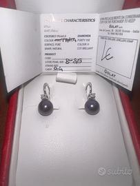 Orecchini perle tahitiane 8-8,5, brillanti, oro