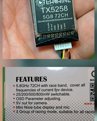 VTX 800 mW+obiettivo 1200 TVL