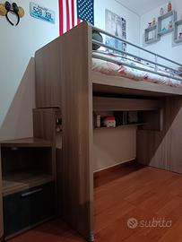 letto scorrevole salvaspazio, scrivania, sedia