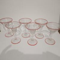 Bicchieri vetro bordi rossi 6 pz