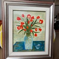 Olio su tela quadro papaveri