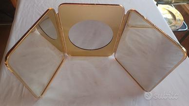 Specchio trittico cosmetico in ottone e formica vi
